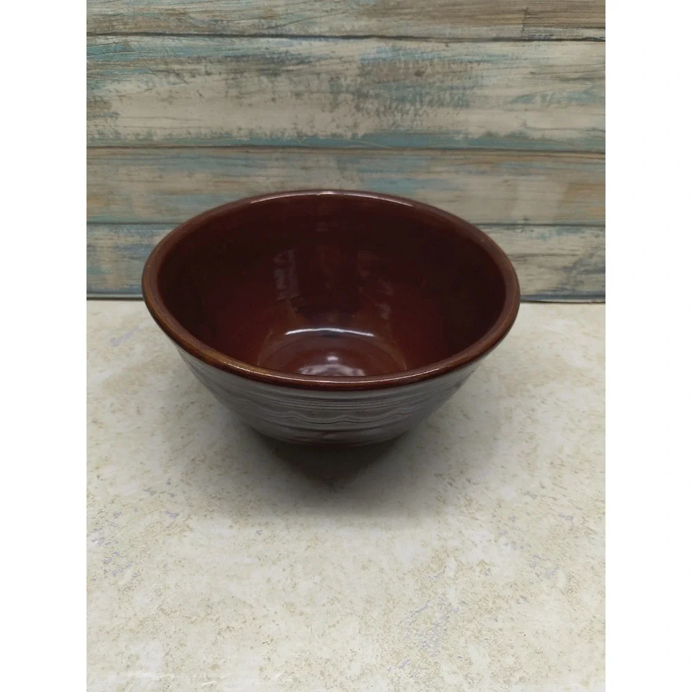 VINTAGE MARCREST DAISY DOT BROWN OVEN PROOF‎ STONEWARE MIXING BOWL 8
